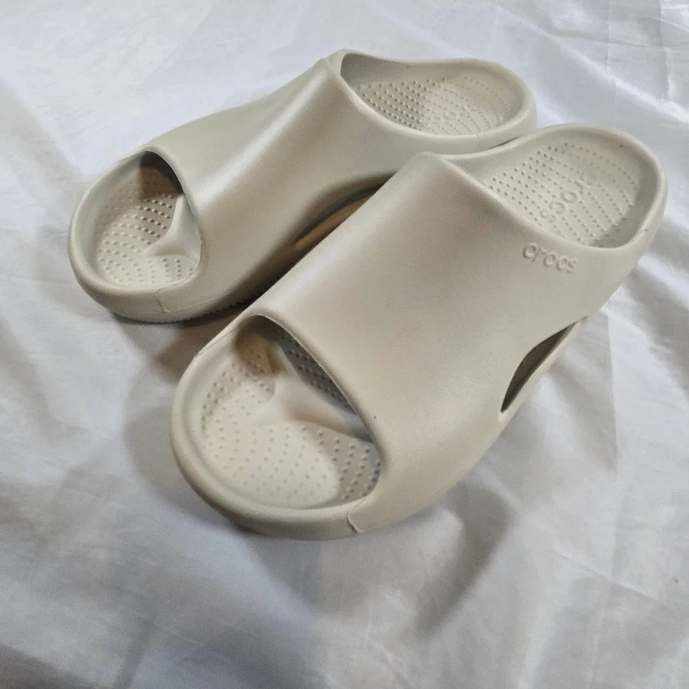 Crocs Mellow Recovery Slide Bone Beige Tan Men 10 Women 12 Comfort Sandals